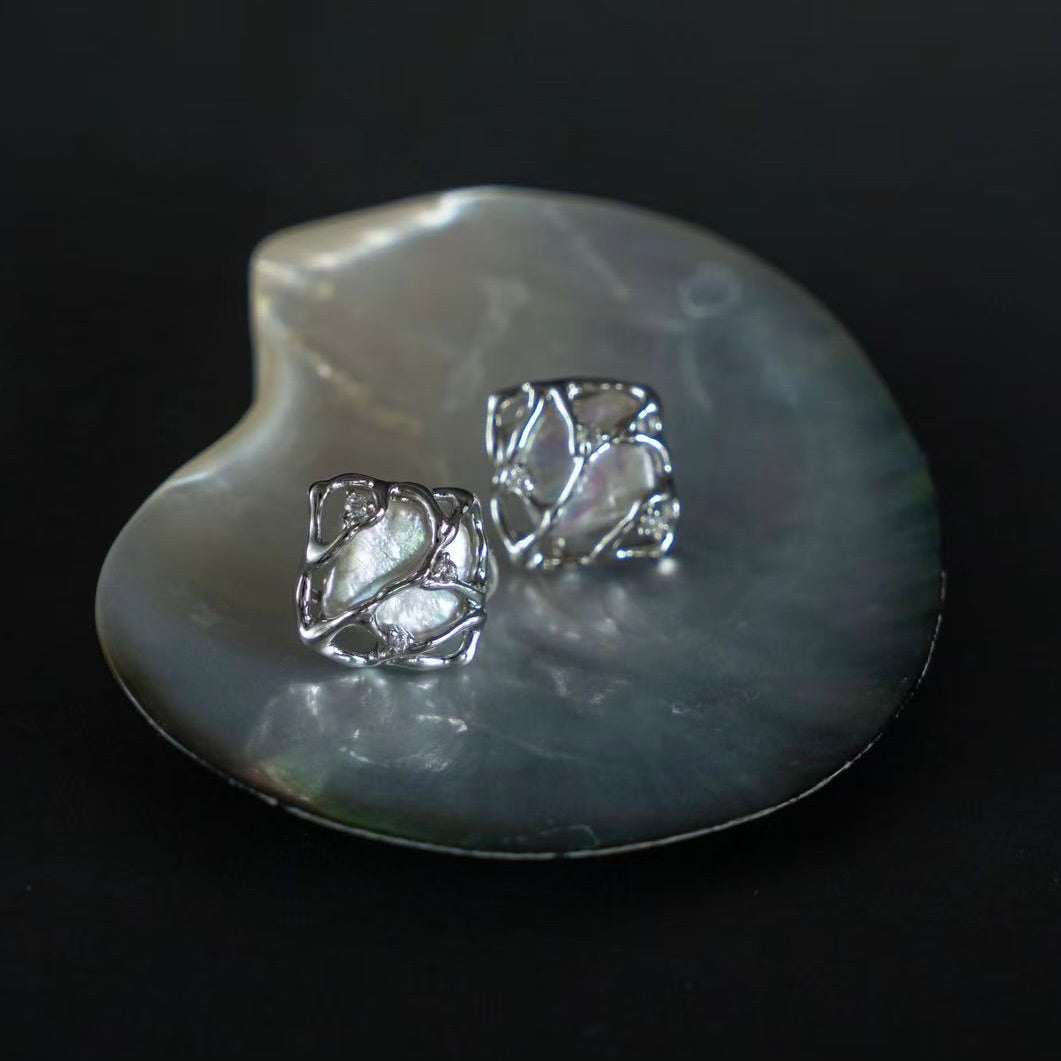 S925 Silver Natural Pearl Stud Earrings