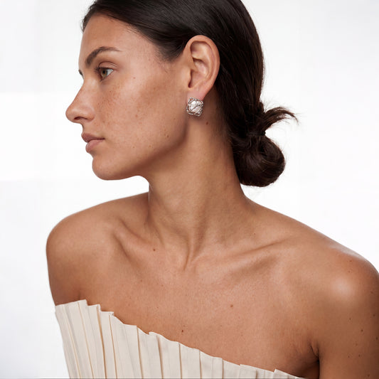S925 Silver Natural Pearl  Stud Earrings