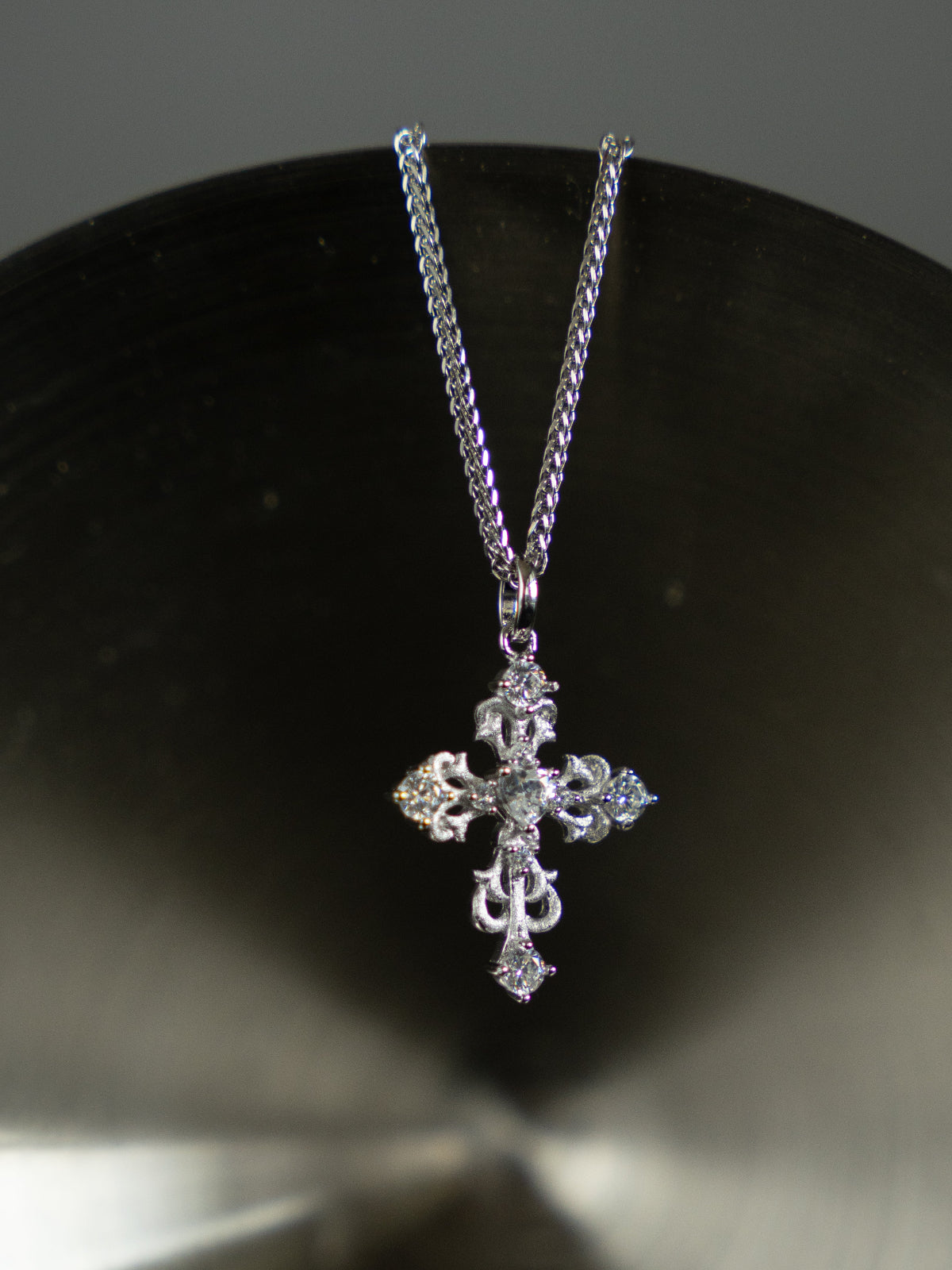 Ornate Baroque Cross Pendant Necklace