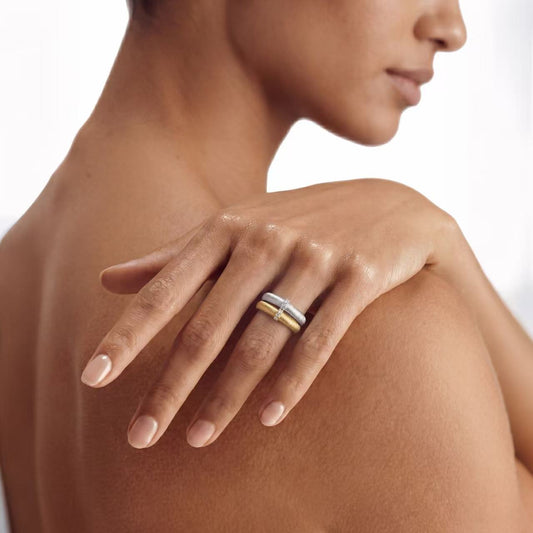 Silk-Textured Dual-Tone Ring