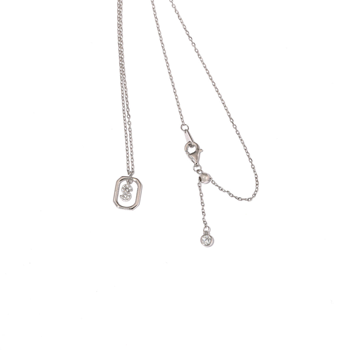 "S" Initial Geometric Frame Necklace