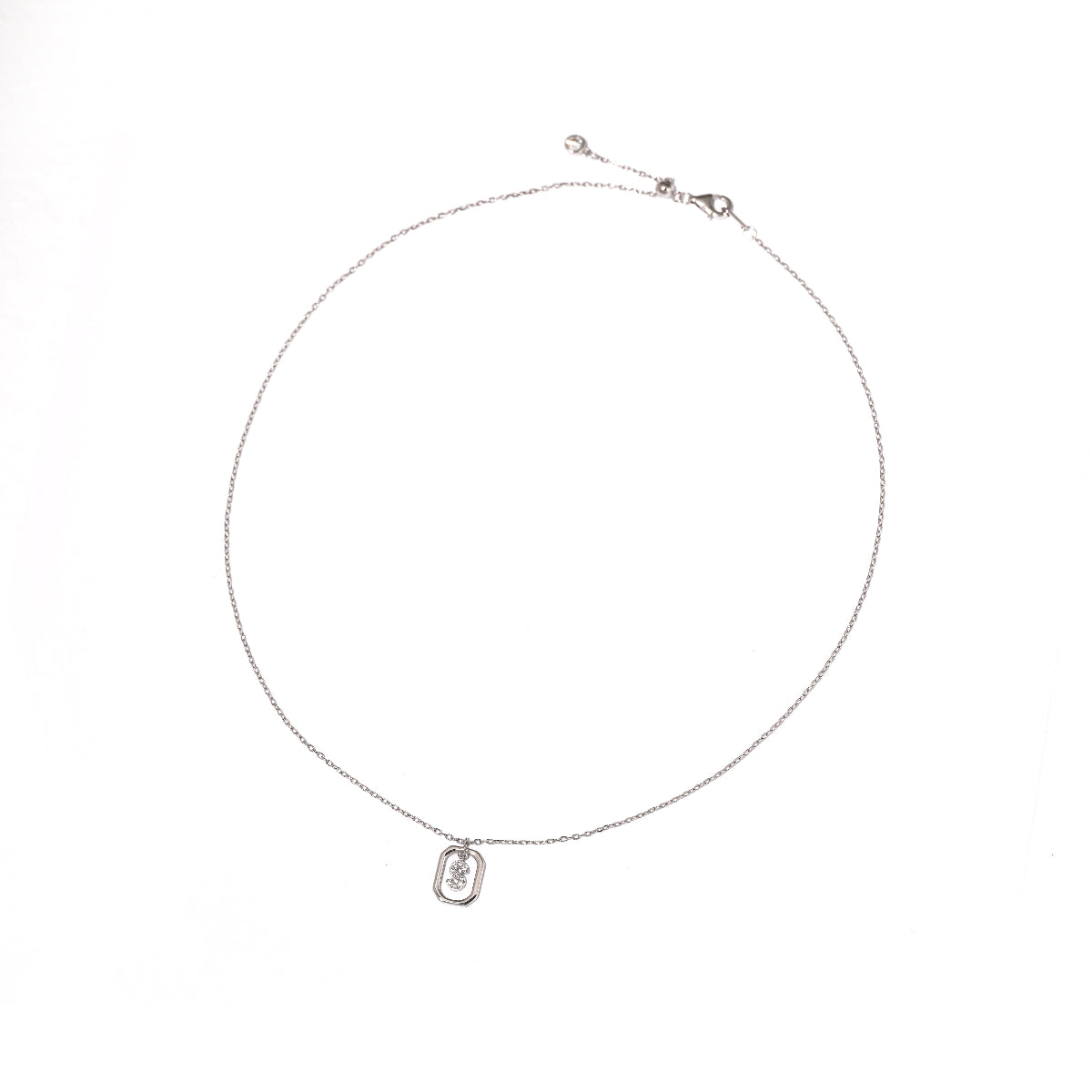 "S" Initial Geometric Frame Necklace