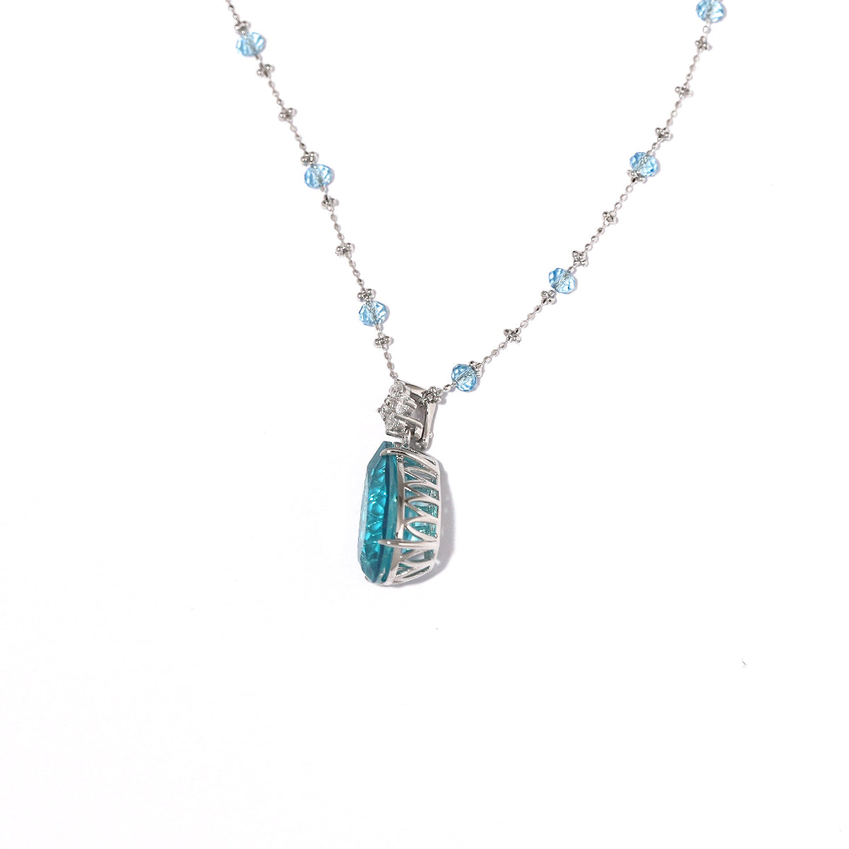 Paraiba inspired Pendant with Swarovski Crystal Chain