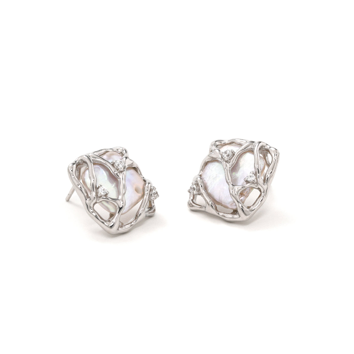 S925 Silver Natural Pearl  Stud Earrings