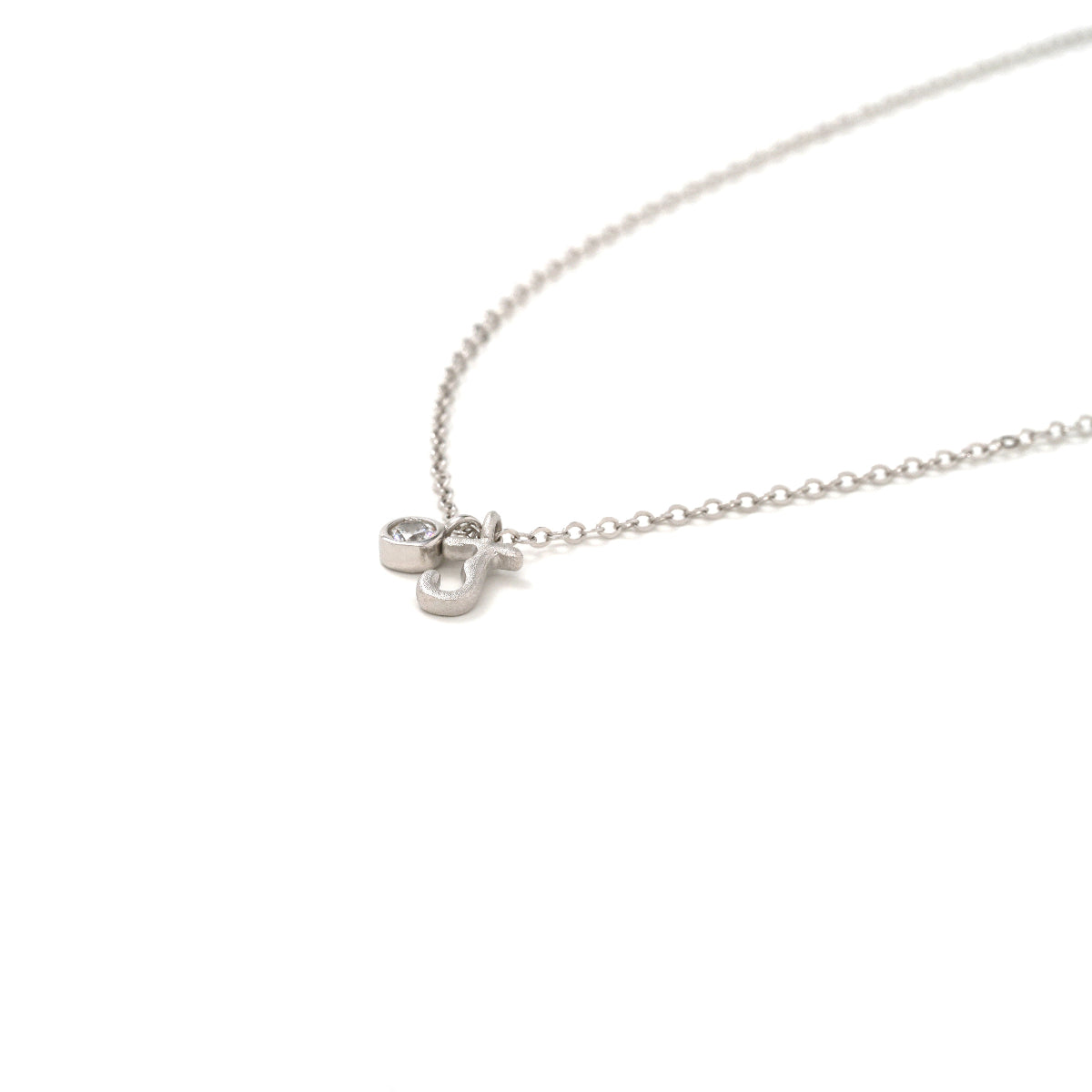 Letter "J" Zirconia Charm Necklace