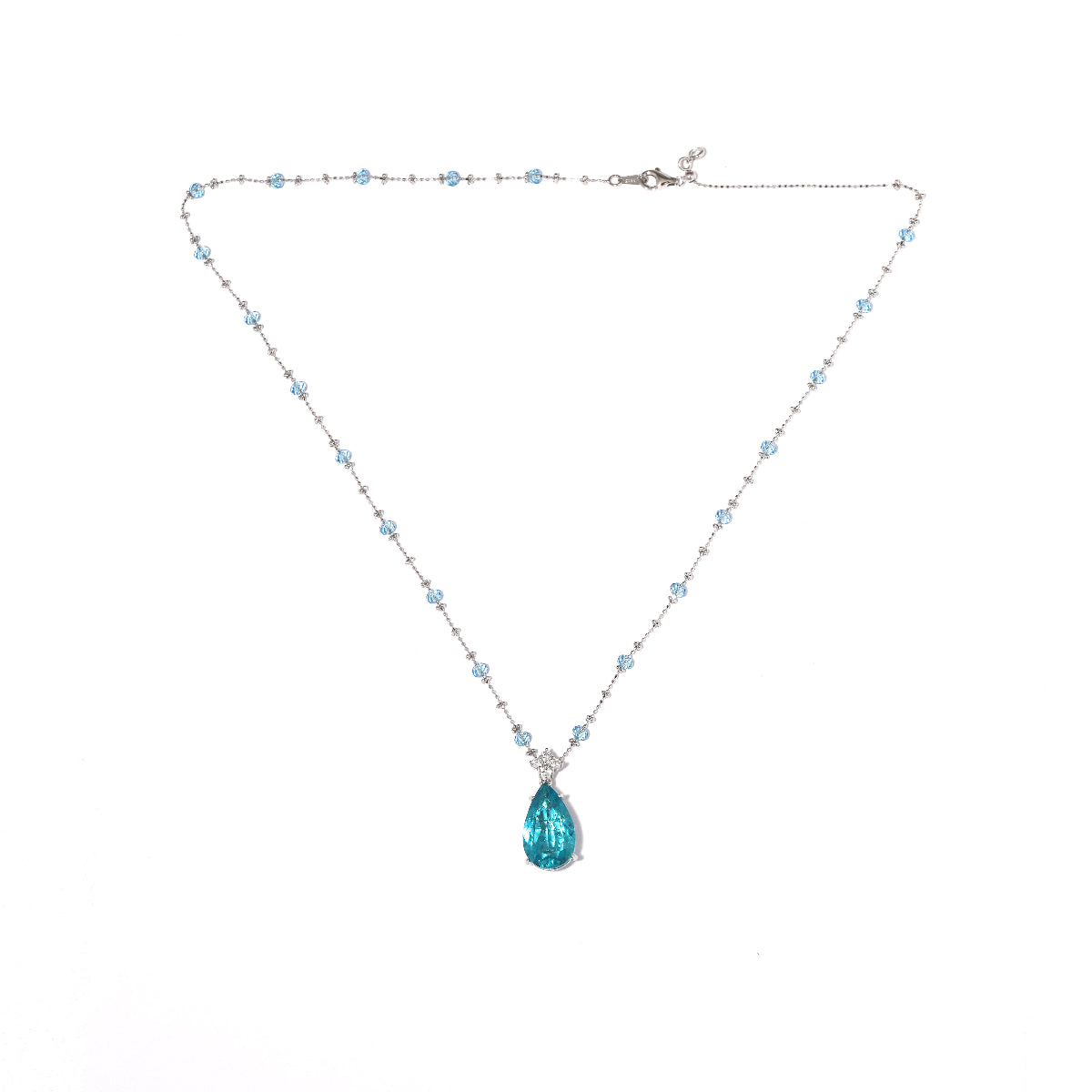 Paraiba inspired Pendant with Swarovski Crystal Chain