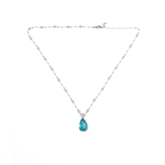 Paraiba inspired Pendant with Swarovski Crystal Chain