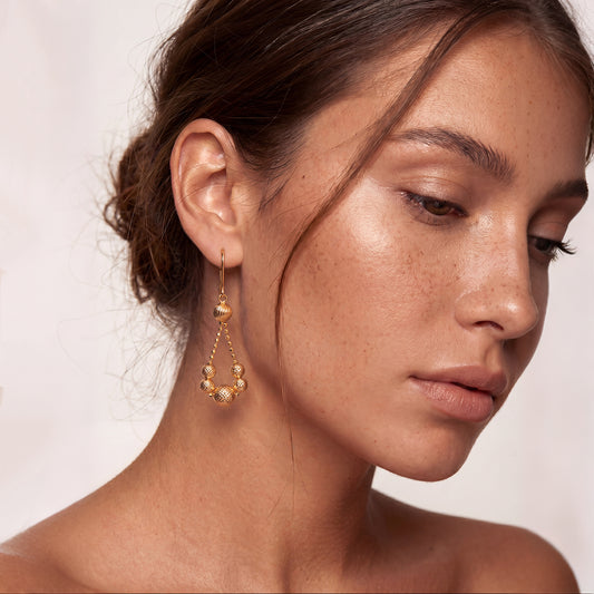 18K Gold Plated Tassel Bell Drop Earrings