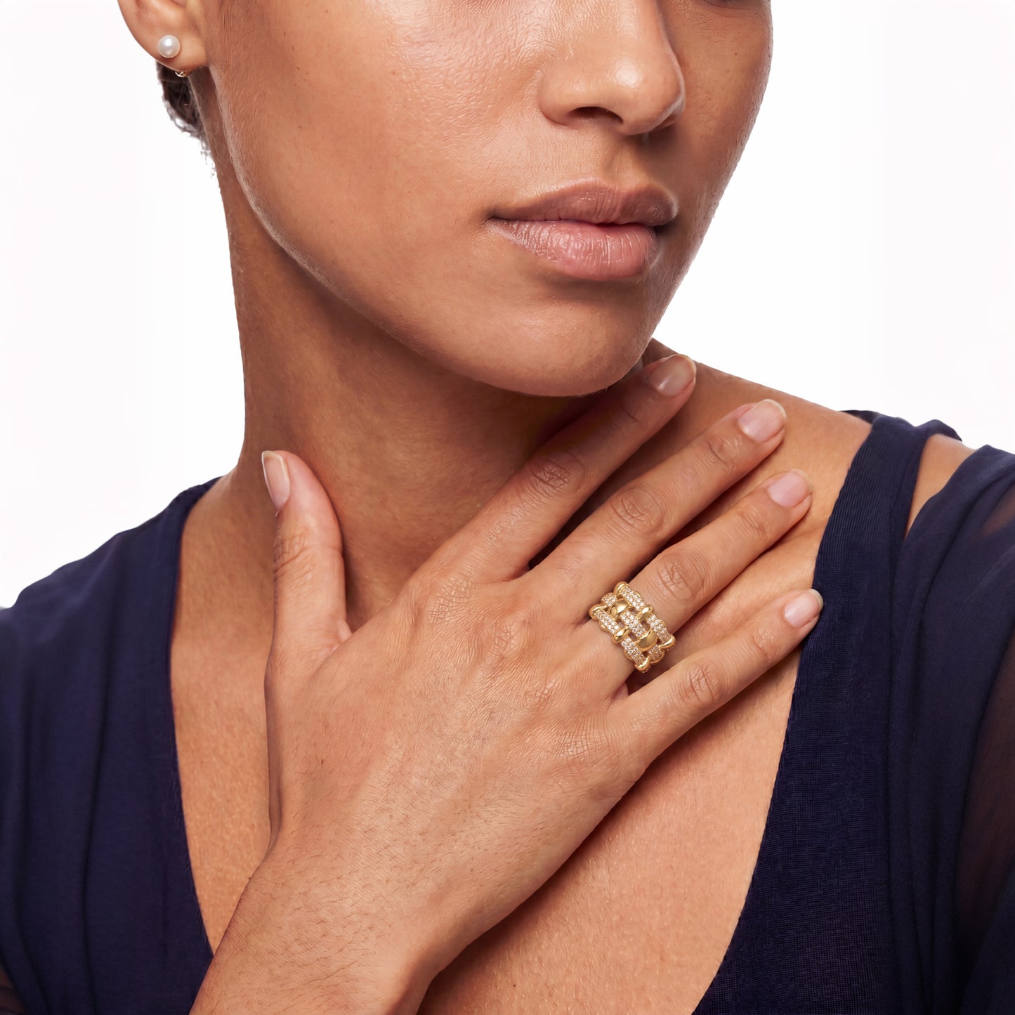 Pavé Braided Wide Band Ring